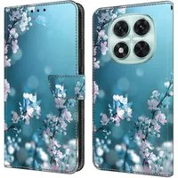 CLM-Tech Handytasche für Xiaomi Redmi Note 14 PRO 5G Hülle aus PU-Leder Klapphülle (Pflaumenblüte blau, Handyhülle mit Standfunktion - Wallet Flip Case inklusive Kartenfächer), Cover mit Magnetverschluss für Xiaomi Redmi Note 14 Pro 5G / 4G