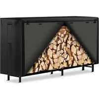 JOYOLEDER Kaminholzregal Groß Abdeckplane Brennholzregal Holzlager Unterstand, BxTxH:122x61x107 cm, schwarz 420D Oxford-Gewebe