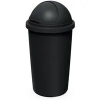 Spetebo Mülleimer aus Kunststoff in schwarz mit Kuppeldeckel und Schiebeöffnung, zu 100% wieder recycelbar