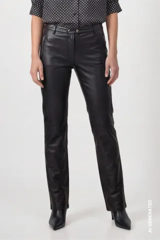 monari - Straight Leg Hose mit Lederoptik schwarz - Gr. - 36