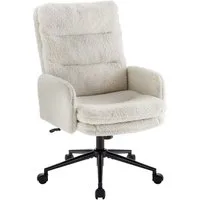 IWMH Bürostuhl Ergonomisch Schreibtischstuhl, Höhenverstellbar Drehstuhl mit Rollen, Lesesessel aus Kunstpelz, Schminktisch Stuhl mit Höher Rückenlehne