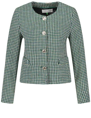 GERRY WEBER Collection - Blazerjacke mit Hahnentrittmuster gruen/blau gemustert - Gr. - 46