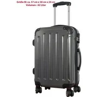MONOPOL® Hartschalen-Trolley Hartschalen-Trolley Reisekoffer ABS Hartschalenkoffer, gefütterter Innenraum/Zahlenschloss/4 Doppellräder