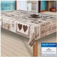 laro Tischdecke Wachstuch-Tischdecken Coffee Herzen braun rechteckig