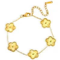 Felino Armband Blume Kleeblatt Glück Liebe Armkette Gold Schwarz Damen Frauen (Schmuckbeutel), Glücksbringer, Deutsche Marke