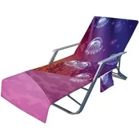 Bwecuy Strandtuch Ozean Schonbezug für Gartenliege Frottee Liegenauflage Garten, Sonnenliege Handtuch mit 2 Taschen Stuhl Strandtuch