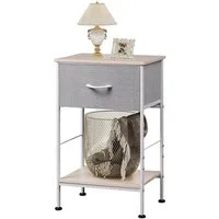 WLIVE Beistelltisch Nachttisch mit Stoffschublade & Ablage, 40×30×63 cm, Metallrahmen (1 Tisch), platzsparender Nachtschrank fürs Schlafzimmer & Wohnzimmer