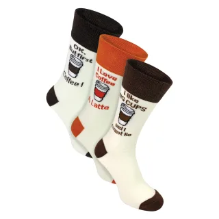 3 Paare Herren Novelty Baumwollreiche Spaßsocken | Lustiger Lebensmittel- und Getränkeslogan | Geschenkidee