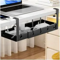 BlingBin Kabelkanal Kabel-Management-Tablett unter dem Schreibtisch, ohne Bohren (1 Stück, 1-St., 43-74 x 19 x 14 cm), Kabelkorb zum Verwalten von Kabeln und Steckdosenleisten