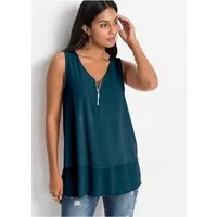bonprix Blusentop A-Linie, ohne Ärmel, aus Viskose und Elasthan, femininer Lagen-Look