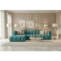 Kaiser Möbel Ecksofa Moderne aus Veloursstoff Salvador Grand L 318 cm, Ecksofa, Tiefe Sitzflächen,Premium-Velours Salvador,Design Soft-Cube