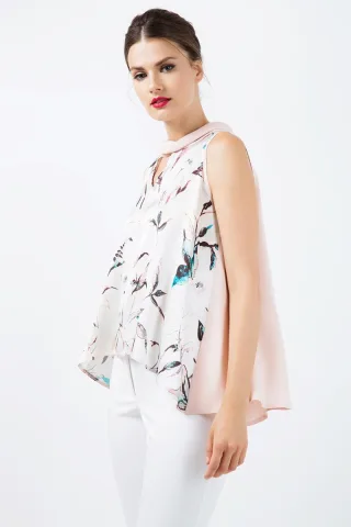 Ärmelloses Print-Satin-Top
