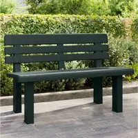 furnicato Gartenbank Polypropylen 110 x 52 x 71 cm Grün, Hitzebeständige Sitzbank mit bequemer Rückenlehne für die Veranda