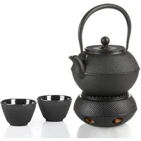 Dimono Teekanne DIMONO Traditionelle Teekanne Gusseisen mit Teebecher&Teekannenwärmer, (Traditionelles Tee-Set), Emaille