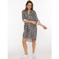 Zwillingsherz Blusentop "Rom" Turn-Up Ärmel, V-Neck. Leo-Muster, Musselin