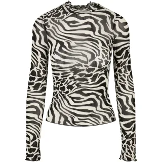 Urban Classics - Oberteil Rollkragen für Damen Langärmlig (Weiß/Schwarz)