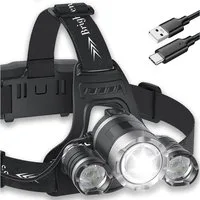 LA CUTE LED Stirnlampe LED Stirnlampe wiederaufladbar 1000 Lumen mit Rotlicht und Rücklicht (Einzelset LED Stirnlampe mit Akku für Outdoor und Freizeit, 1x LED Stirnlampe mit Akku USB-C Kabel Anleitung für Outdoor Nutzung), USB-C aufladbar 90 Grad ne