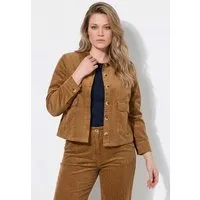 Ulla Popken Sommerjacke Cordjacke Hemdkragen Langarm Biobaumwolle