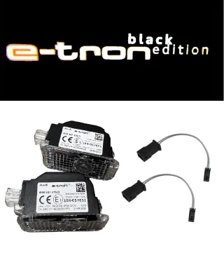 Original Audi "e-tron black edition" LED Einstiegsbeleuchtung Logo Türe Projektor SET Links + Rechts inklusive Adapter SET 4KE947415D + 4KE947416D für Audi