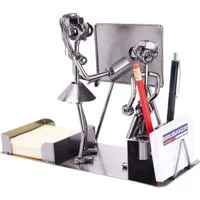 BRUBAKER Dekofigur Metallskulptur Schraubenmännchen Lehrer (1 St., mit Notizzettelfach, Visitenkarten- und Stiftehalter), kunstvolle Geschenkfigur für Lehrer*innen