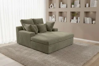 Lounge Chaiselongue AROSA Liege in Stoff Tilia Olivgrün