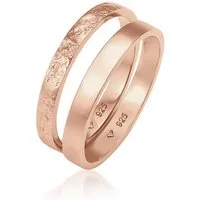 Elli Ring-Set Bandring Basic Gehämmert Schmuck Geschenk (Set 2-tlg) 925 Silber, Ring Set