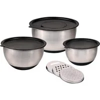 KESPER® Rührschüssel inkl. 3 Reiben und Deckel, Edelstahl, (Set, 9-tlg), 18 x 9 cm / 22 x 11,2 cm / 26 x 13,5 cm