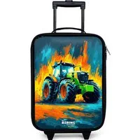 NoBoringSuitcases.com© Kinderkoffer mit leuchtende Räder - Traktor - Grün - Abstrakt - Pinselstriche, 2 Rollen, Kinder Koffer Klein, Trolley Handgepäck, Reisekoffer