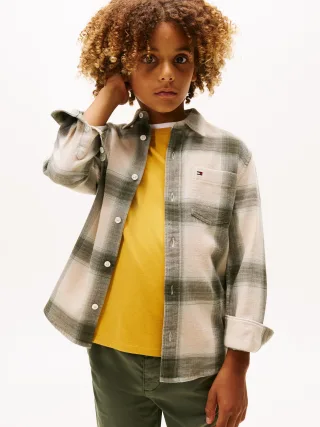 WAFFLE TEXTURE CHECK SHIRT pewter green check - Gr. - 16