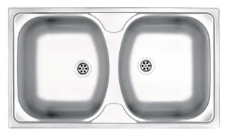 Neuesbad 2-Becken Spüle ohne Abtropffläche, Dekor, 790x440x130, 2'' mit Zubehör NB1DEZMU32001