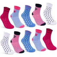 sockenkauf24 Socken 10 Paar Kindersocken für Mädchen lang Kinder Socken mit weichem Bund