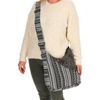 KUNST UND MAGIE Schultertasche Schultertasche Stonewashed Hippie Handtasche Bohotasche Schulterriemen