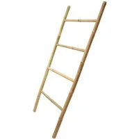 Dekoleidenschaft Dekoleiter "Tropical" aus Bambus, 115cm hoch, Handtuchhalter, Pflanzenleiter, Handtuchleiter, Holzleiter, Kletterhilfe, Kleiderleiter, Gartendeko