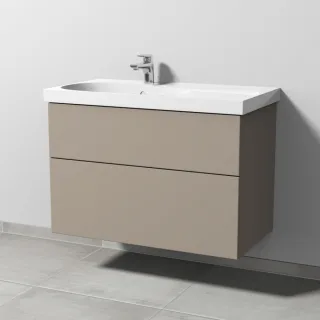 Sanipa 3way Waschtischunterbau zu Geberit Acanto Waschtisch mit 2 Auszügen, Sandgrau-Matt SF41967