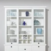trendteam Vitrinenaufsatz, Aufsatz-Stauraumvitrine Glasvitrine Vitrine Schrank Weiß 119x106x36cm