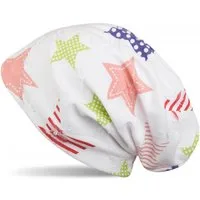 styleBREAKER Beanie Beanie Mütze mit bunten Sternen in Destroyed Optik (1-St)