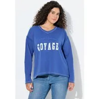 Ulla Popken Sweatshirt Sweatshirt Pailletten V-Ausschnitt Langarm
