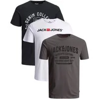 Jack & Jones Print-Shirt Bequemes Slimfit Shirt (Spar-Set, 3er-Pack) in Unifarbe mit Print