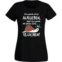 G-graphics T-Shirt Ich werde nicht aufgeben, aber ich werde die ganze Zeit fluchen! Slim-fit- Damen T-Shirt mit Statement / Spruch als Frontprint