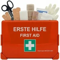 Floordirekt Erste-Hilfe-Koffer Floordirekt Verbandskoffer DIN 13157:2021 Erste-Hilfe-Koffer, (Erste-Hilfe-Anleitung), mit Wandhalterung