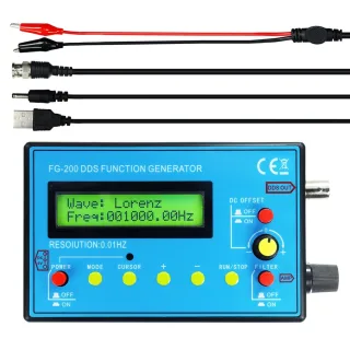 FG-200 DDS Function Signal Generator Frequency Counter 0.01Hz - 500KHz Signal Source Module Sine+Square+Sawtooth Wavefor