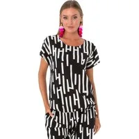 Estefania for woman Blusenshirt 194-1348, im Streifenlook und Rundhalsausschnitt kombinierbar mit Hose 194-6302 als Zweiteiler, seitliche Schnürung