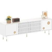 Merax Lowboard mit Goldakzenten (1 St., 170 L x 36 B x 54 H(cm), TV-Schrank mit 4 Türen,Kippschutz,Stauraum & verstellbare Metallfüße
