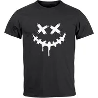 Neverless Print-Shirt Herren T-Shirt Bedruckt Techwear Fashion Streetstyle Smiling Face mit Print