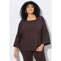 Ulla Popken Longbluse Bluse Elastikeinsätze Carré-Ausschnitt Langarm