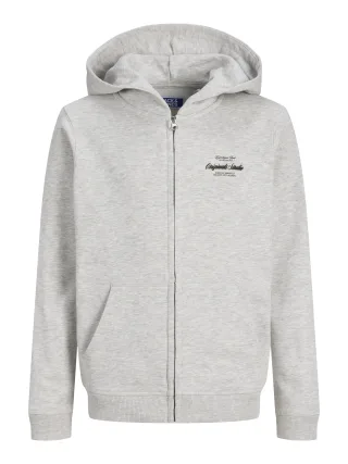 JACK&JONES - JORNORREBRO TYPO BACK SWEAT ZIP HOOD JNR White Melange - Gr. - 140
