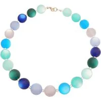 traumschmuck Collier 442z Halskette seidenmatte Perle groß Blautöne (inkl Schmuckbox), Made in Germany, handgefertigt