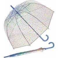 Esprit Stockregenschirm Automatik-Glockenschirm Candy Pearls transparent, farbenfroh bedruckt mit kleinen Punkten