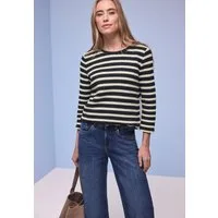 STREET ONE 3/4-Arm-Shirt Strick-Look Shirt mit Streifenmuster