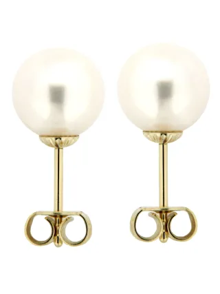 Orolino Ohrringe Gold 585 mit zwei weißen Perlen 9-9,5mm rund